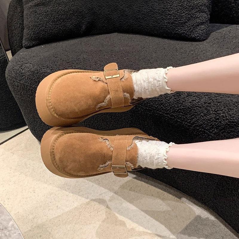 New Style of Thick-soled Women's Shoes with Fleece, Warm One-foot Snow Boots and Cotton Shoes