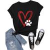 Dog Shirts for Women Funny Dog Mom T-Shirts Love Heart Tshirts Summer Short Sleeve Tee Black