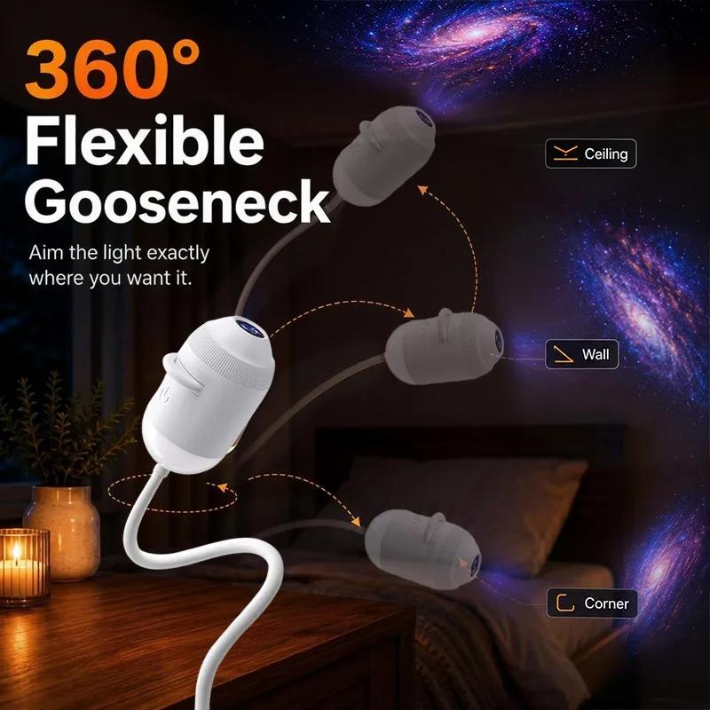 2-in-1 Galaxy Projector Night Light USB LED Starry Sky Lamp 360° Rotation Adjustable Brightness for Bedroom Ceiling Room Car Decor
