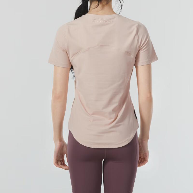 Under Armour Solid Color Breathable Crew Neck Short Sleeve Raglan T-Shirt Women Tops Lotus 1361053-664