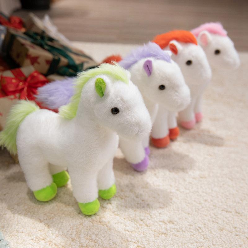 Cute Simulation Foal Doll Plush Toy Little White Horse Zodiac Horse Doll Children Accompany Soothing Doll