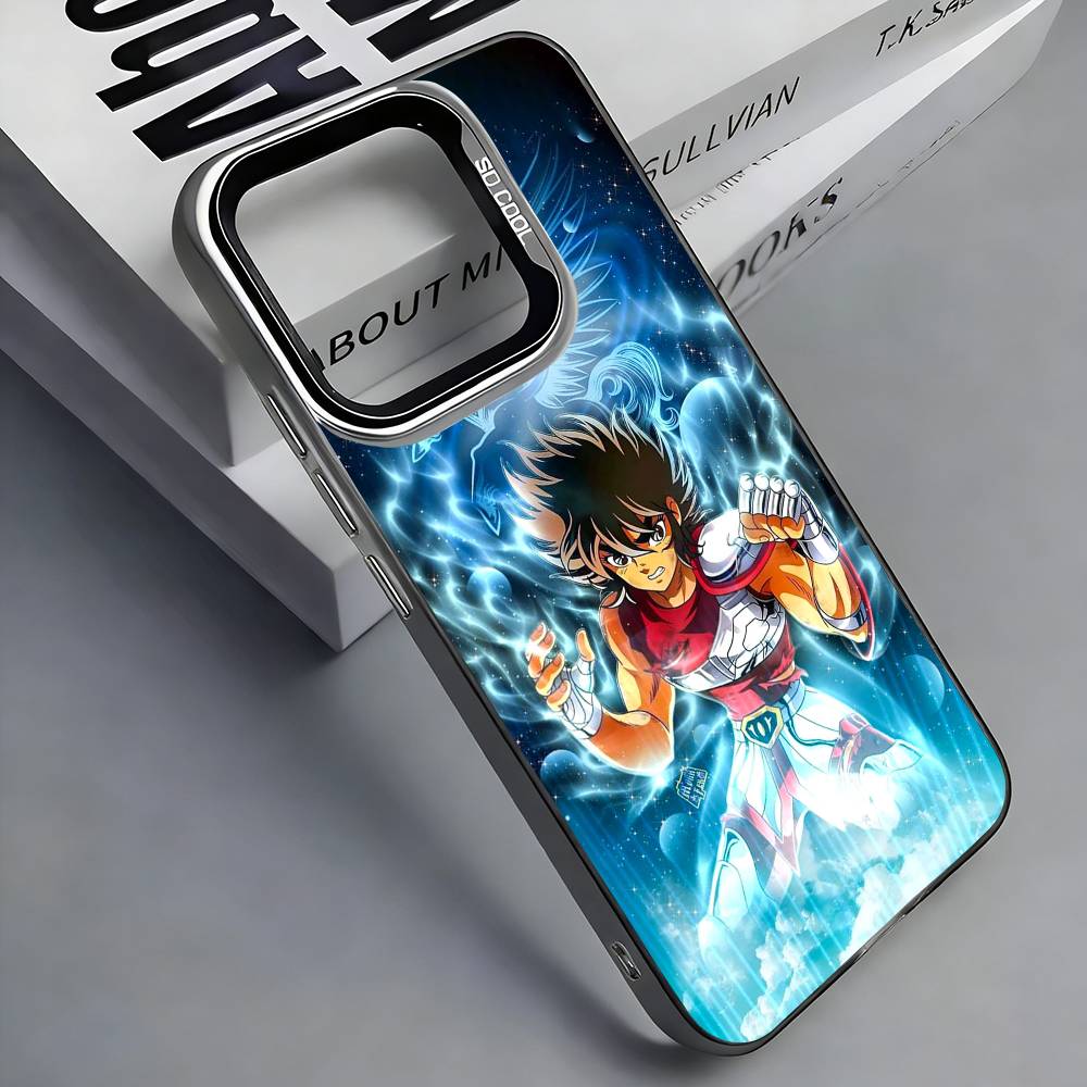 S-Saint S-Seiya Anime Colorful Silver Back Phone Case For IPhone 17 16 15 14 13 12 11 Plus Pro Max Plus