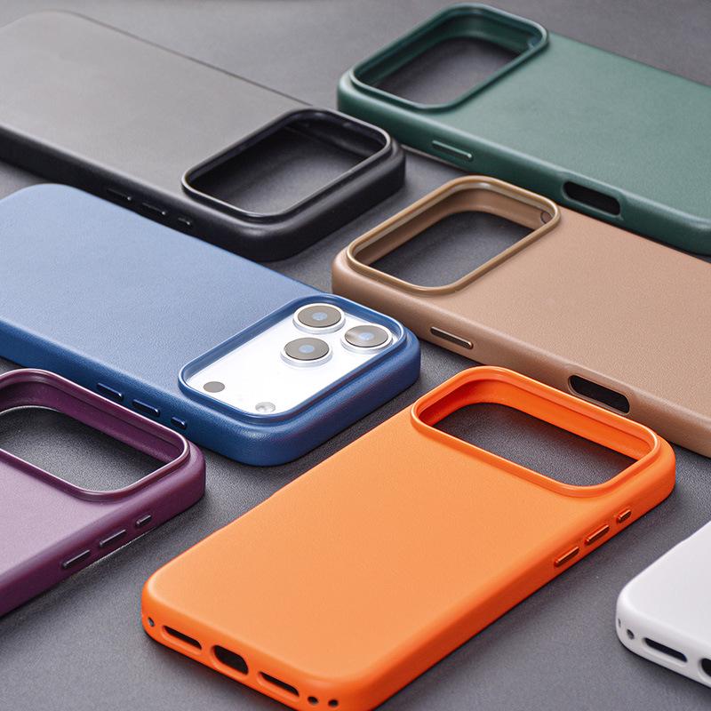 iPhone 17 Air Plain Leather Texture Magsafe Case Pro Max Magnetic Full Coverage Protective