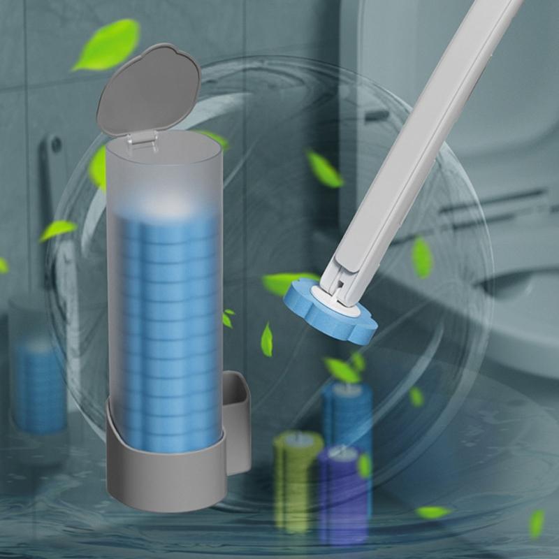 Disposable Toilet Brush Set Portable for Travel, Hotels, and Public Restrooms with Refill Sponge Heads