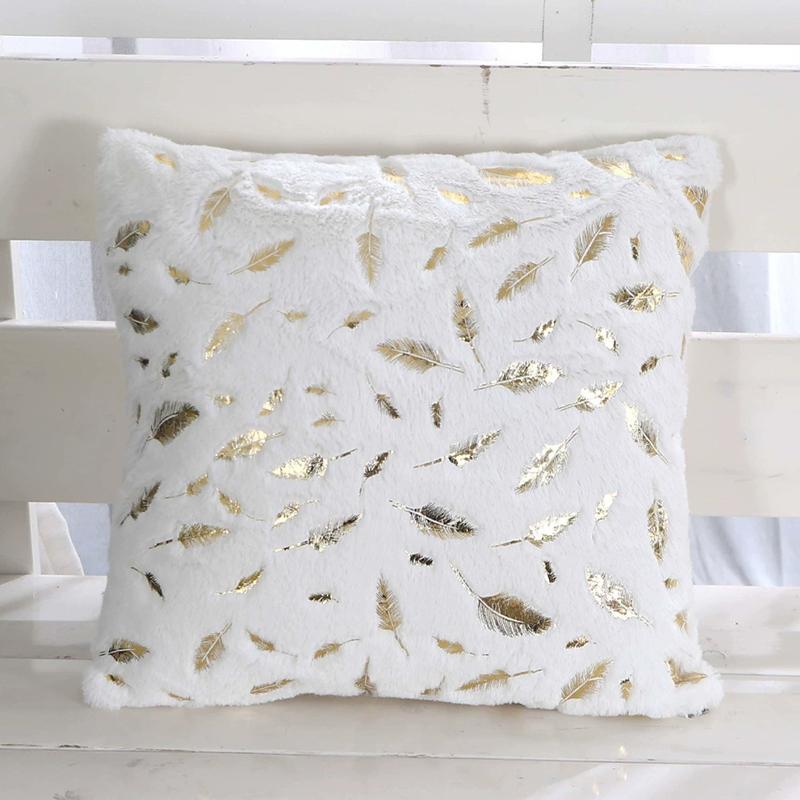 1Pc Plush Thick Leaf Pattern Soft Cushion Covers Sofa Couch Pillow Pillowcase 43x43CM