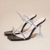 Fashion New Summer Sexy Fashion Open Toe Women's Sandals Water Diamond Shining Square Headed Banquet Women's High Heels Large Design