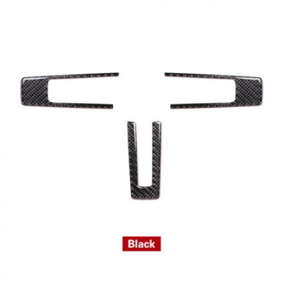 For Ford Mustang 09-13 Carbon Fiber Steering Wheel Decor Trim Sticker Black
