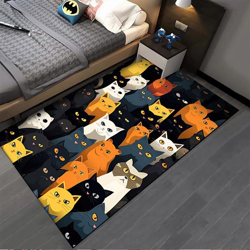Colorful Cartoon Cat Pattern Creative Rug for Living Room Decor Suitable for use as an anti-slip for living room bedroom sofas