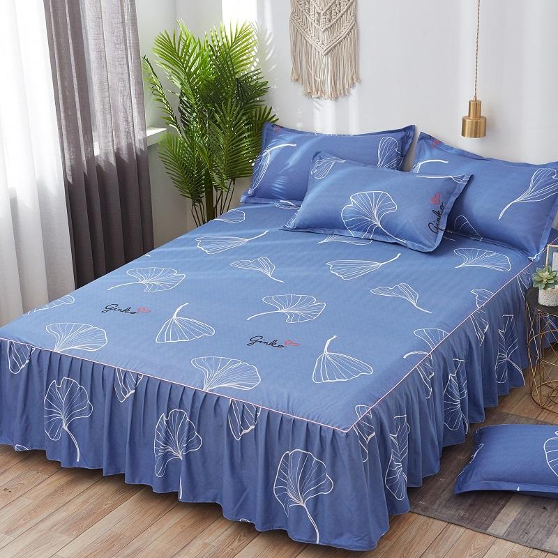 Bed Skirt Anti-dirty Sheet Bedspread Printed Elastic Band Bedclothes Queen King Skin-friendly Beds Protector Bedroom Space Decoration