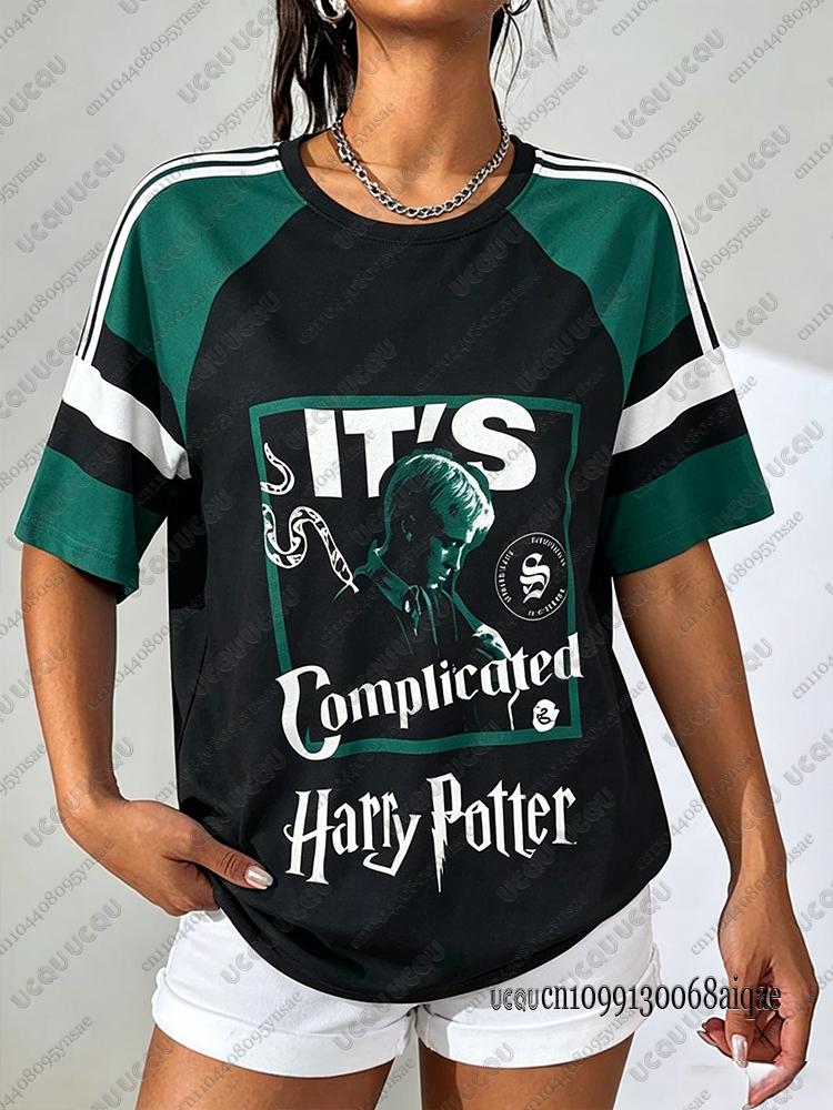 Summer Cartoon Harry Potter Print T-shirts For Women Casual Sports Football Jerseys Couple Street Tees Cosplay Clothing Y2K Tops