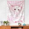 Kawaii Anime Girl Wall Hanging Tapestry Cute Fashion Bedroom Background Home Decor Original Design Wall Tapestries