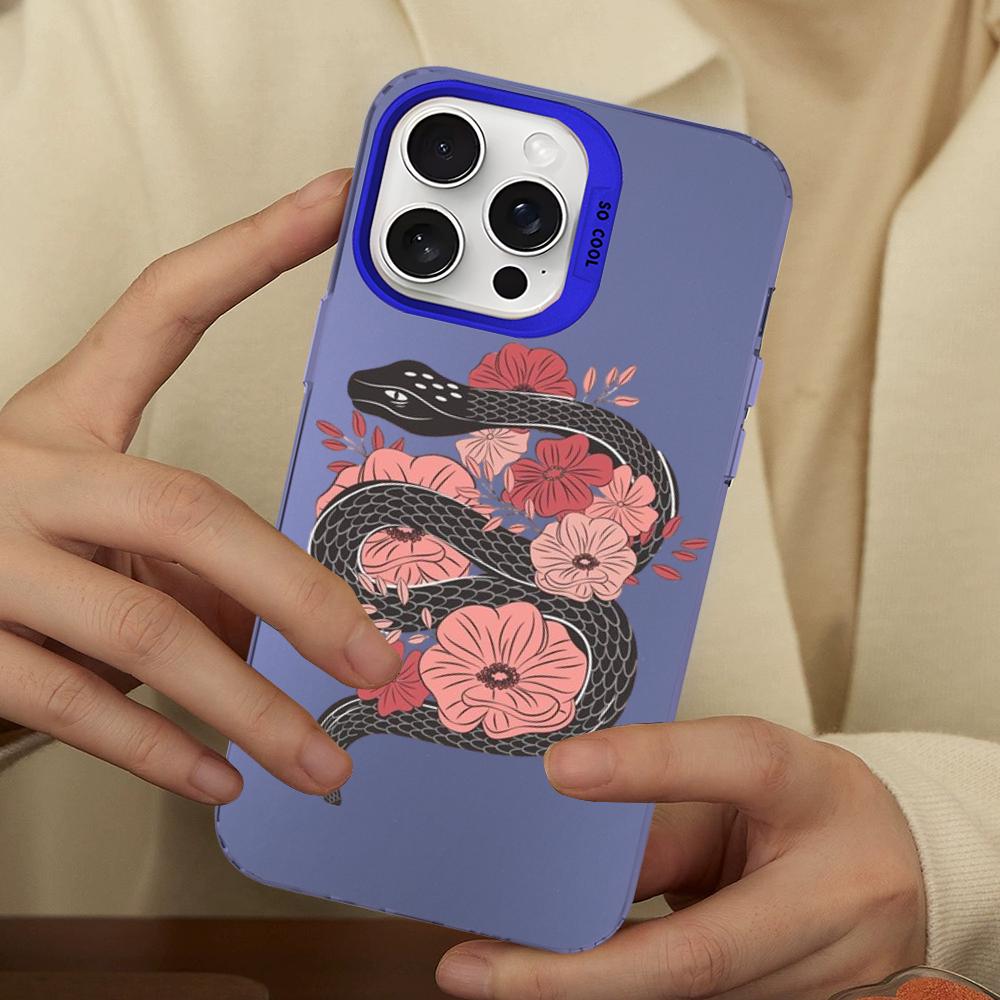 Snake Flower Snake Painting Phone Case For IPhone 16 15 14 13 12 11 Pro Max X XR XSMAX 8 7 Plus Matte Shockproof Back Cover