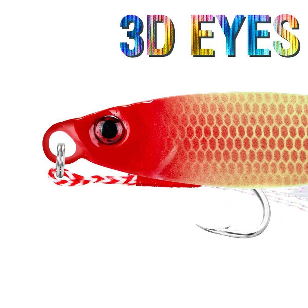 5Pcs 3D Eye Luminous Fishing Lures Hooks Crank Hook Artificial Fishing Bait Set  Beach Boat Fishing