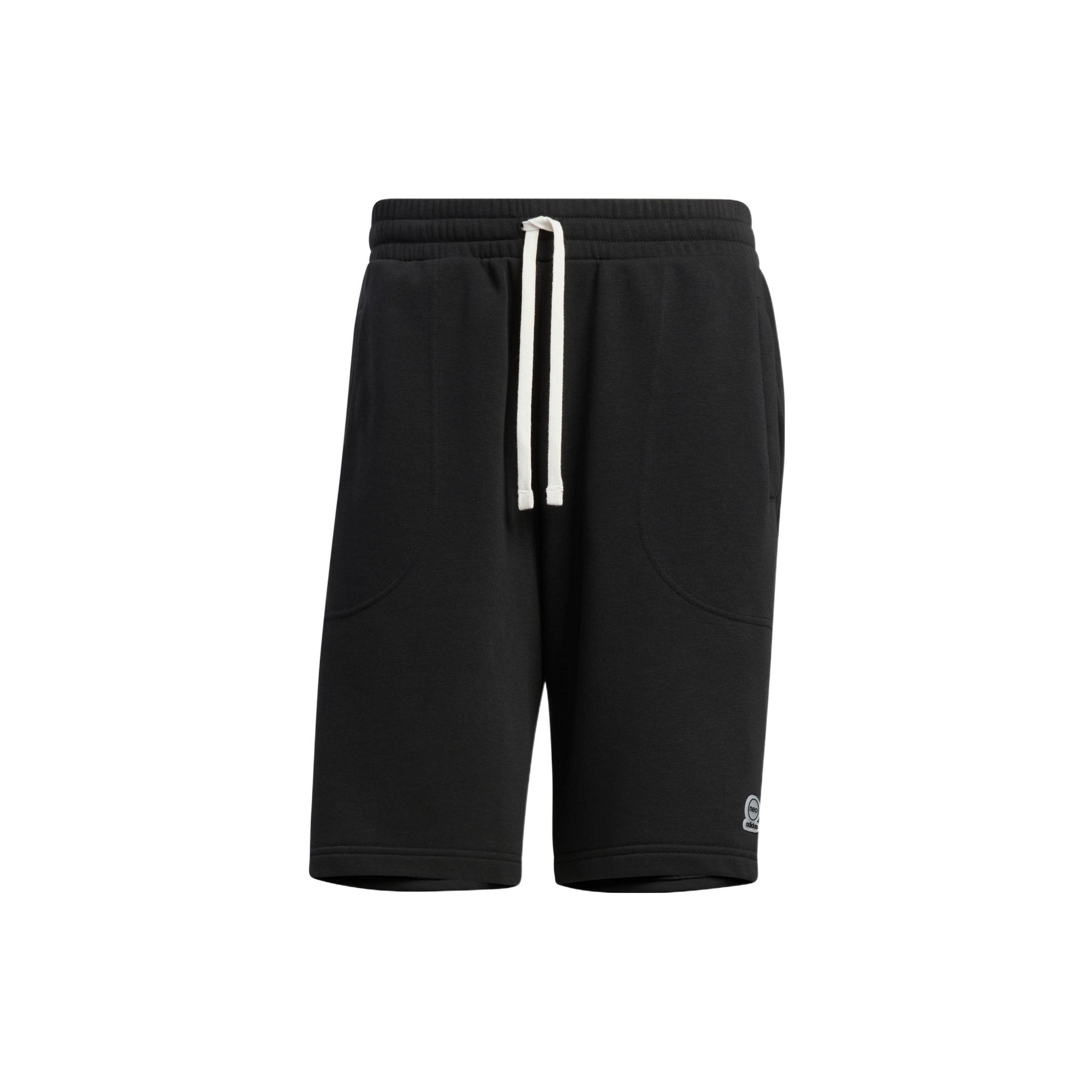 adidas neo Solid Color Lacing Casual Straight Shorts Unisex Black Men s HS6819 XS