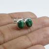 Natural Malachite Stud Earrings, Oval Tiny Stud Earrings, 925 Sterling Silver Green Gemstone Studs, Gift for Her