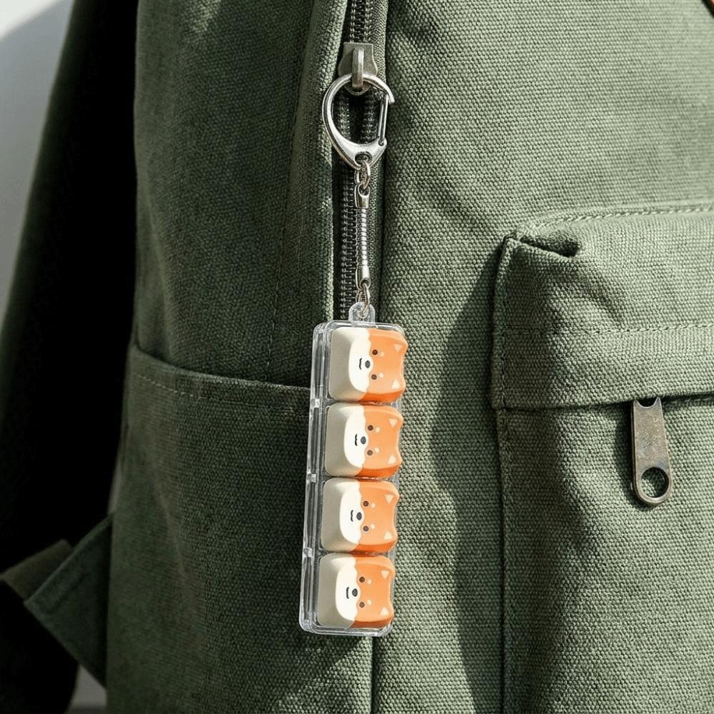 Small Size 4-Key Clicker Keychain Cute Mechanical Switch Keyboard Shiba Inu Fidget Pendant  Kids