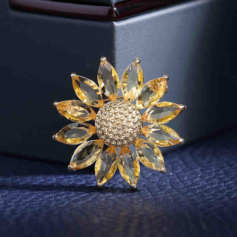 

Элегантная брошь с кристаллами в виде подсолнуха 2023 года – милая булавка в корейском стиле для женщин 90637 wheat ears model жёлтый