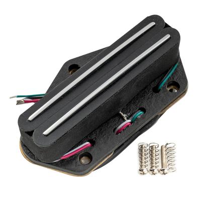 Musiclily Pro TL-DPLA Alnico 5 Single-Sized Humbucker Bridge Pickup, 6.2K Gold, for Telecaster Electric Guitars, Black Body with Chrome Rails