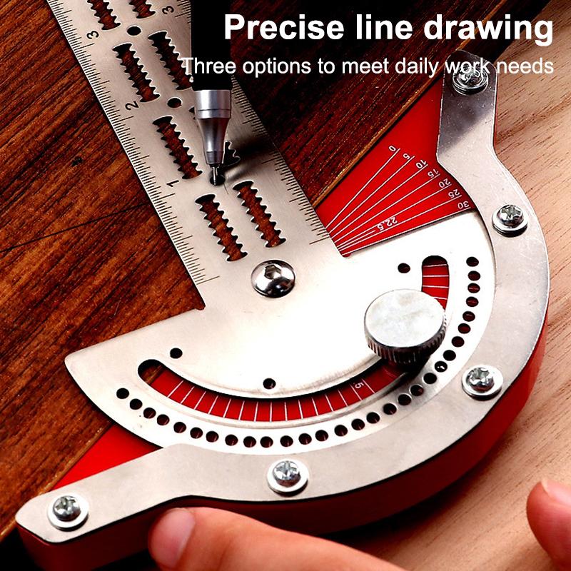 0-180 Degree Angle Gauge Woodworkers Edge Ruler Aluminum Alloy Protractor Angle Finder Ruler Precision Carpenter Measuring Tool