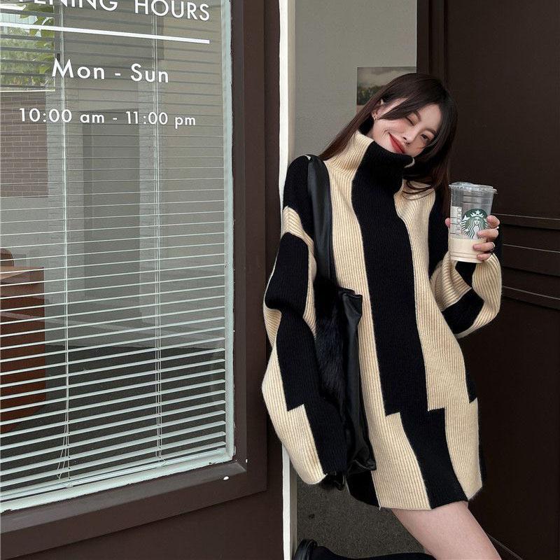 

Светр для жінок Зимовий Потовщений Пуловер Теплий В язаний Еластичний Високий Комір Довгий Рукав Оверсайз Светр Топи XXXL