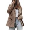 Blazer scozzese da donna Cappotto primaverile a maniche lunghe doppiopetto a quadri Cappotto formale da giacca Capispalla da donna