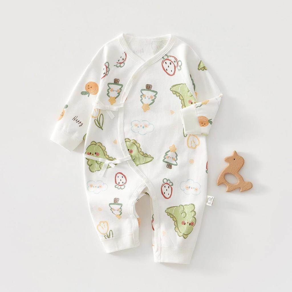 Neugeborenen Strampler aus reiner Baumwolle mit Schmetterlingsmotiv - Vier Jahreszeiten, Knochenloser Jumpsuit für Frühling & Herbst