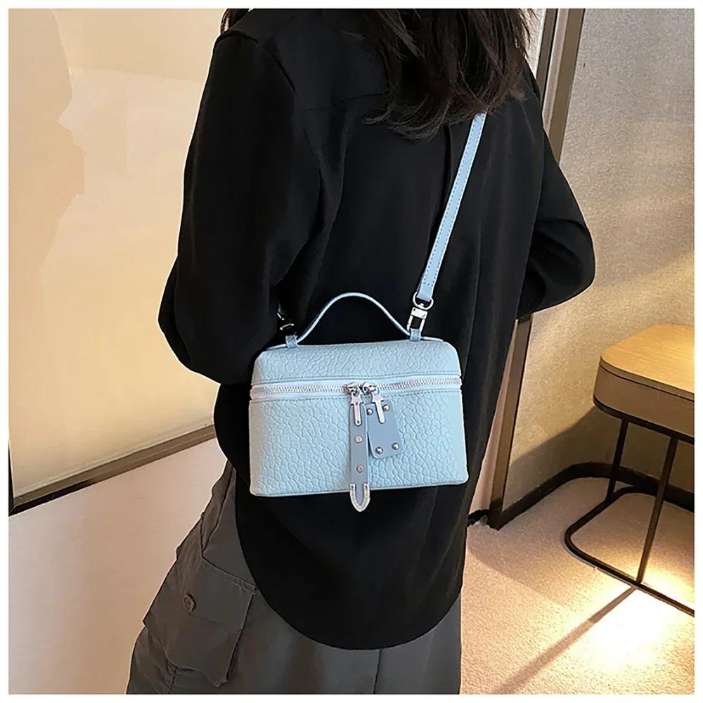 Senior Sense Litchi Leather Mini Square Bag Women's 2025 Summer New Fashion Crossbody Bag Korean Style Portable Popular Shoulder Handbag