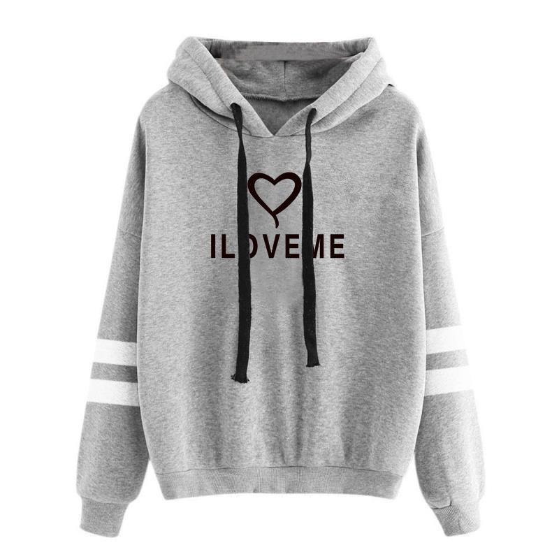 Autumn and winter long sleeved love printed hooded sweatshirt 6979