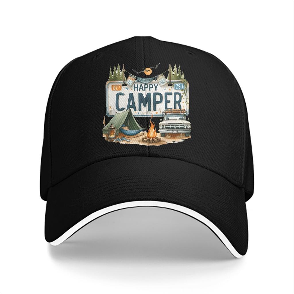 Camper Camping Multicolor Hat Peaked Men's Cap Happy Camper Personalized Visor Protection Hats