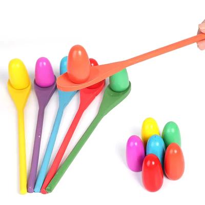 Children's Portable Outdoor Sports Balancing Relay Race Toy Plastic Egg And Spoon Race Game Set Kindergarten Teaching Gift