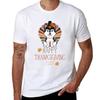 Funny And Cute Happy Thanksgiving Turkey Husky Gift For Dogs Lover Tshirt Plus Size Nonshrink Tshirt