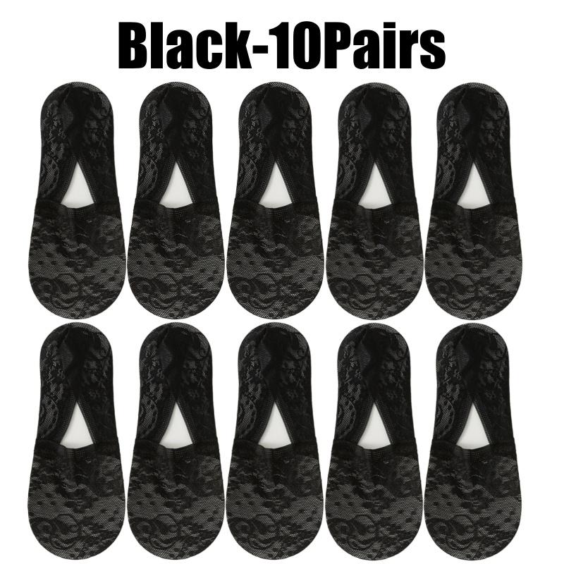 Non Slip Heel Ladies Lace Boat Socks Pure Cotton Breathable Low Cut Invisible Ankle Socks Women Summer Thin Casual Socks