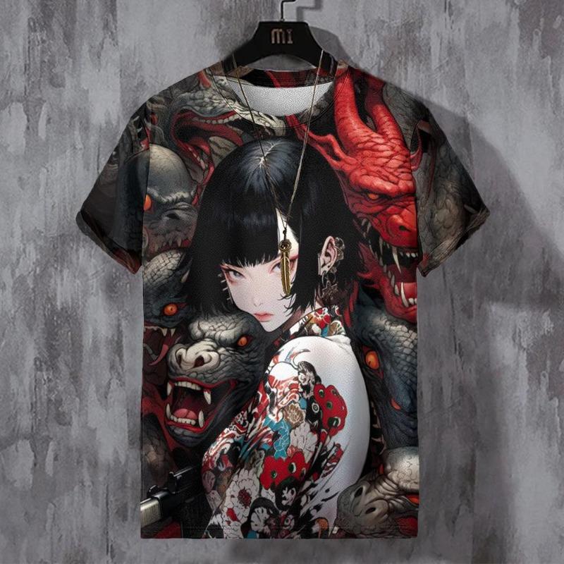 

2026 New Trendy Nine-Tails Mode Fashionable and Versatile, Unique Style 1Men s short-sleeved shirt S