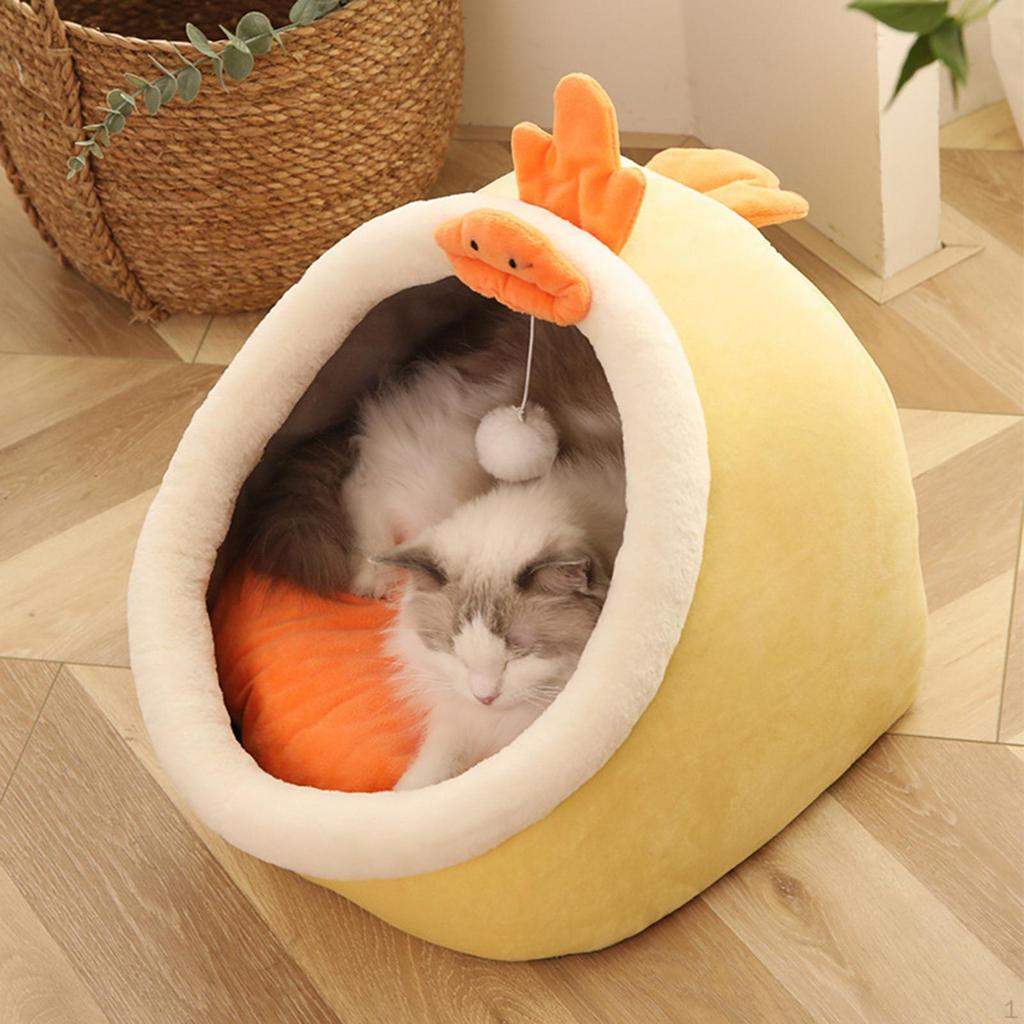 Bett für - Kätzchenbett//Überdachte Katzenhöhlen mit abnehmbarem gepolstertem Kissen, Indoor- und Hundebetten