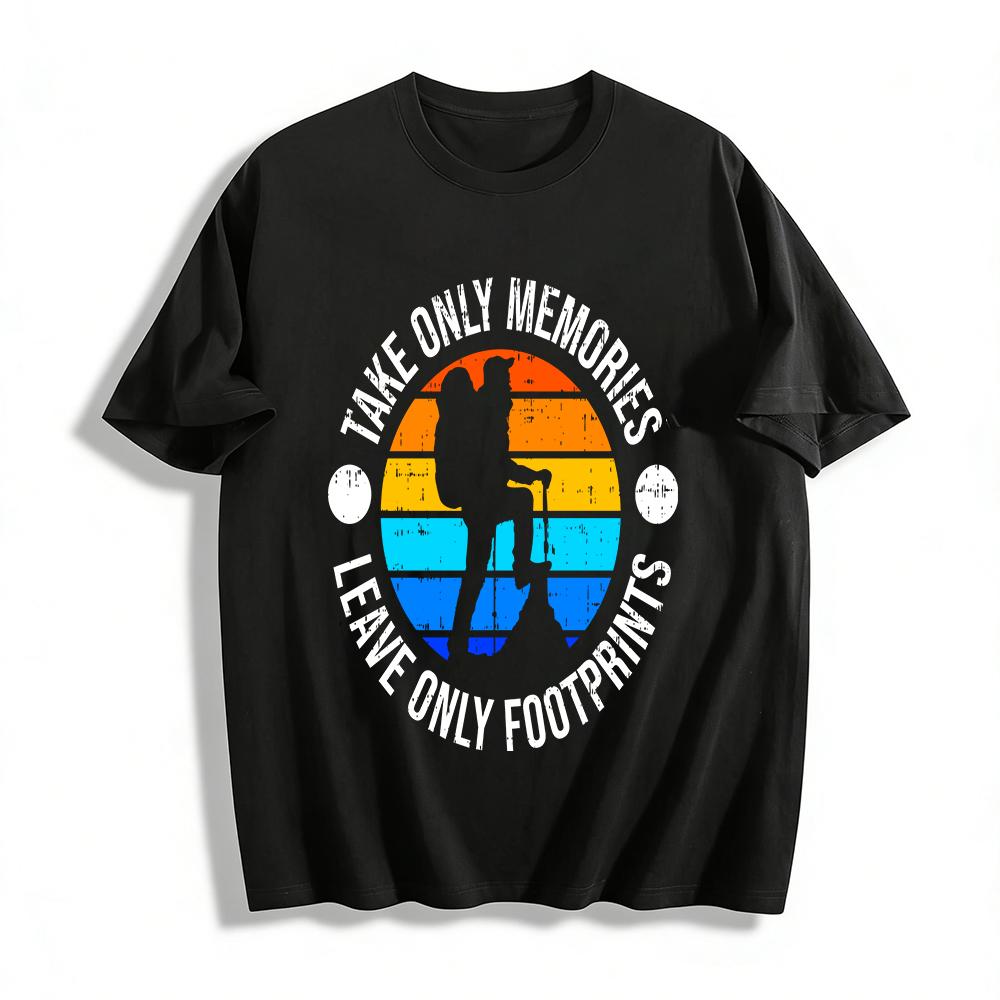 Vintage Outdoor Hiking Silhouette Print Casual T-Shirt Pure cotton T-shirt XXS