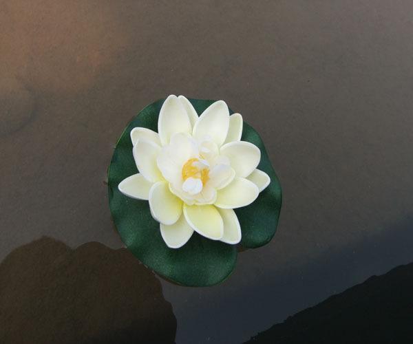 6PCS Floating Plants Water Lily White Artificial Lotus Flower Leaf Pond Garden Pool Decor Plastic Simulation Plant