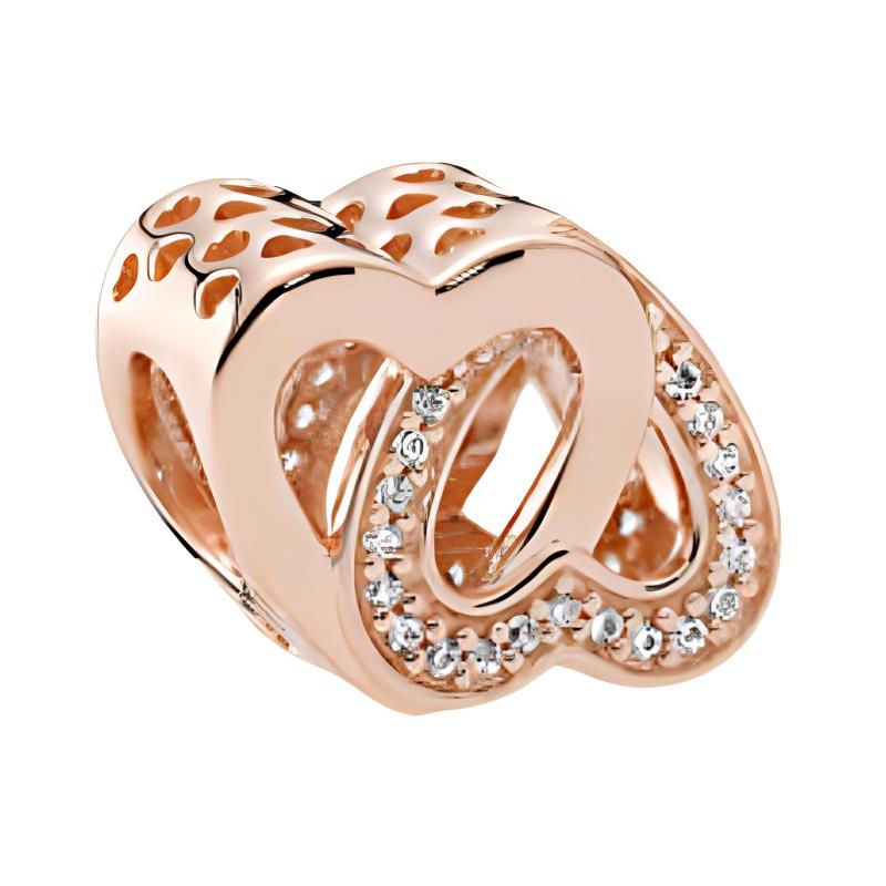 Pandora Double love intertwined design metal necklace/pendant women s rose gold 781880CZ золотой
