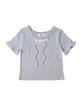 WEGO PHILLY Long Ribbon Frill Ribbed Short Cute Size Sax T-Shirt, Sleeve, Top, Women's, F,
