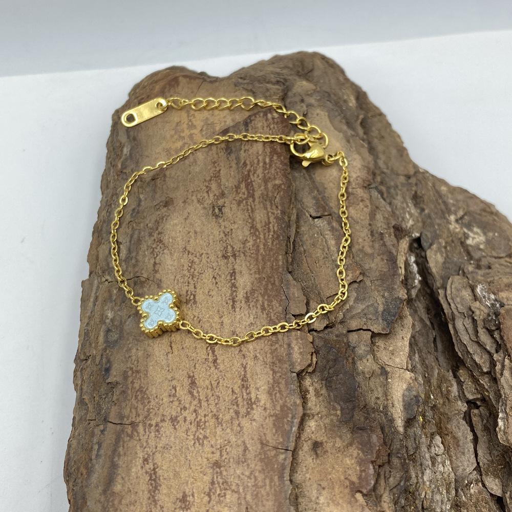 Bransoletka ze stali tytanowej 9 mm, czterolistna koniczyna, wzór gwiazdy, szczęśliwa czterolistna koniczyna