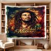 Bob Marley Rasta Reggae Art Personalized Name Clear Pattern Tapestry, Wall Decor for Apartment, Studio and Photoshoot Backdrop