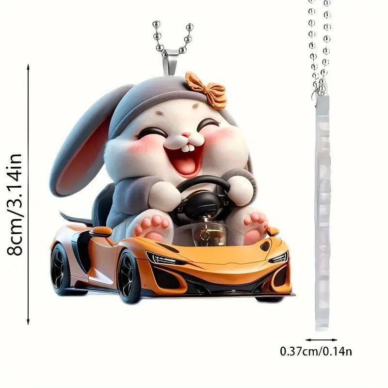 Charming Cartoon Acrylic Animal Pendant For Stylish Electric Vehicle Interior Decor