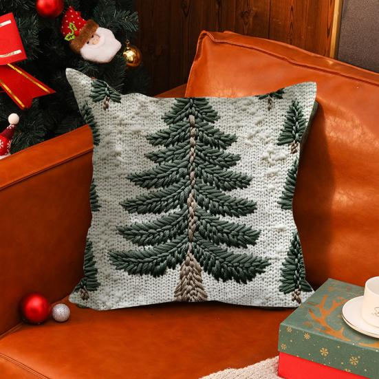 2Pcs Christmas Tree Pillow Cover 18" X 18" Festive Decor Pillowcase Washable Throw Pillow Cover with Hidden Zipper for Sofa Couch Chair Bed