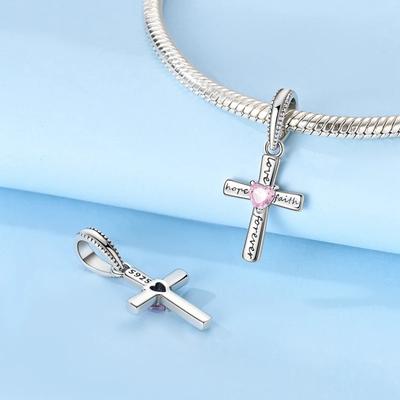 Charmscoppereternal Love Pink Heart Cross Beads Fit Plataoriginal Bracelets Women Jewellery Making Gifts