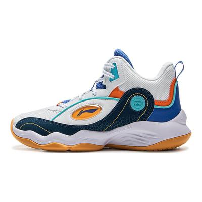 Li Ning Kids Basketball Comfortable Kids Basketball Shoes Kids Sneakers Standard-White Navy-Blue Colorful-Blue YKBV042-9