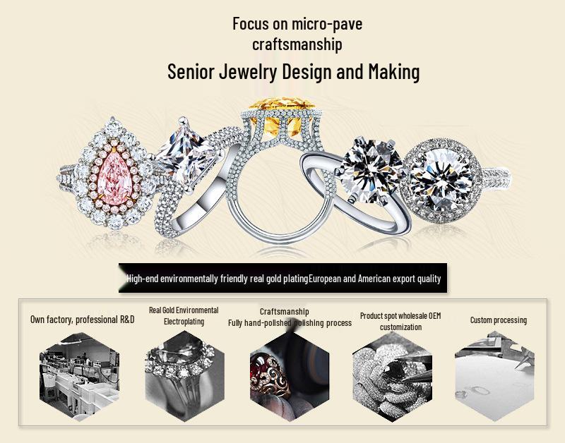 Zhuozhifan S925 Gold-Plated Sterling Silver Ring with High Carbon Diamond & Oval Morganite
