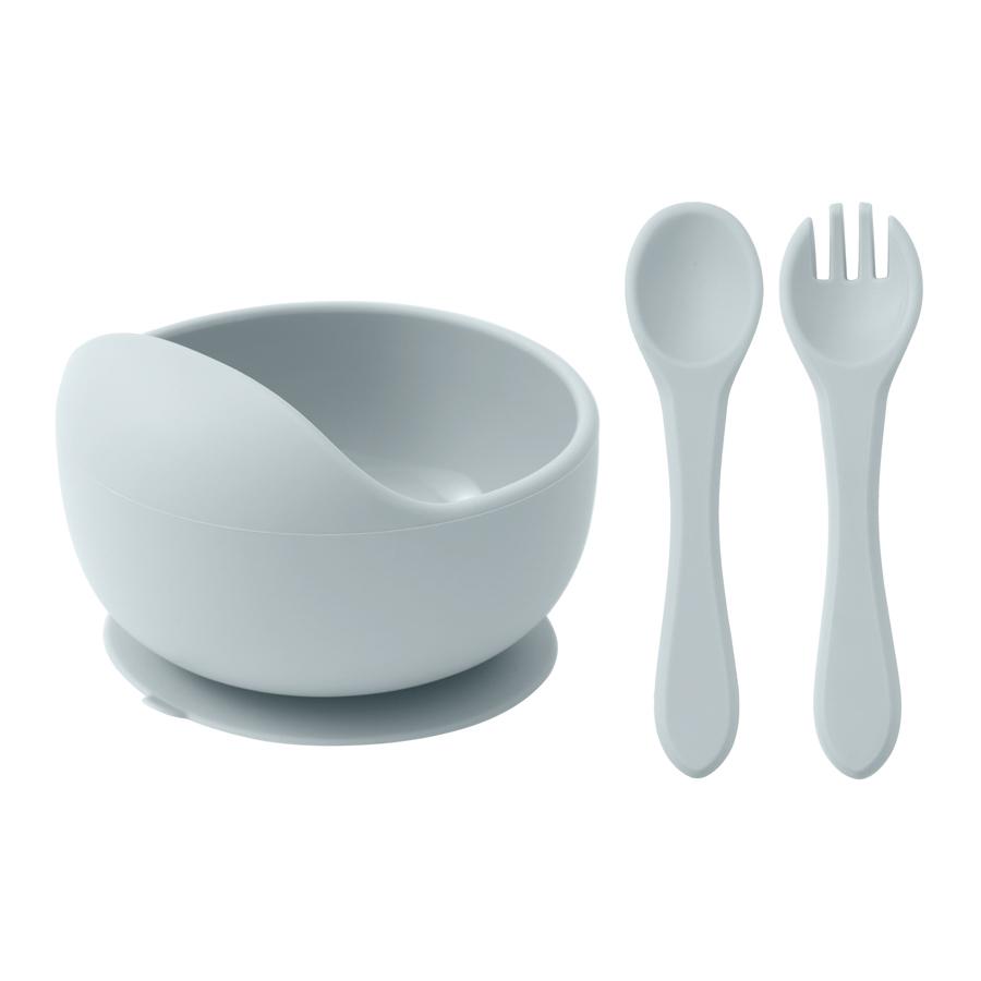 

3PCS Baby Silicone Tableware Sets Color Contrast Suction Bowl Soft Spoon Fork Feeding Training Baby Dinner Set Baby Utensils