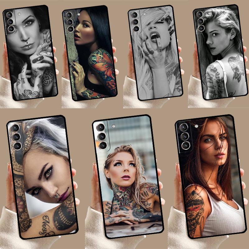 Sexy Tattoo Girl Case For Samsung Galaxy S23 Ultra S24 S22 Note 20 Ultra 10 Plus S8 S9 S10 S20 S21 FE Cover
