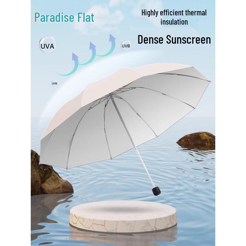Paradise 10-Rib Silver Coating Portable Sun and Rain Umbrella