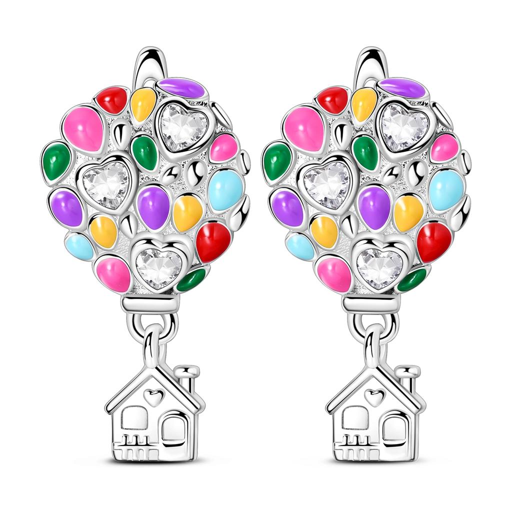 925 Silver Earring Sparkling Colorful Zircon Hoop Earring Round Shape Pendientes Fine Jewelry Gift For Woman