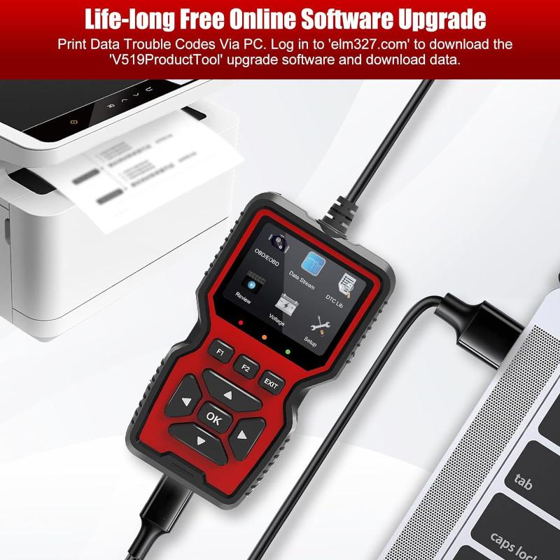 V519 Professional Usb Obd2 Scanner Car Diagnostic Tool For Real Time Engine Monitoring And Error Code Reset